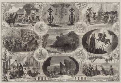 Pantomimler ve Müsriflerden Sahneler (gravür) by English School