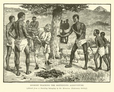 Schmidt, Hottentots tarımını öğretiyor by English School