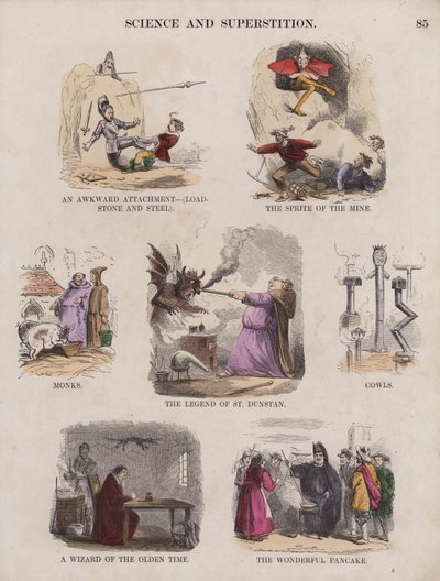 Bilim ve batıl inanç (renkli gravür) by English School