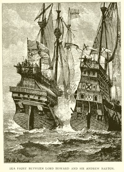 Lord Howard ve Sir Andrew Barton arasındaki Deniz Savaşı by English School