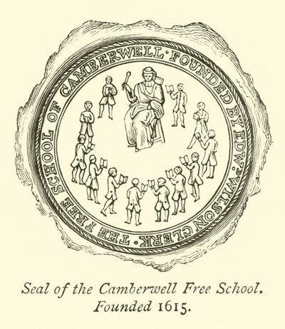 1615 yılında kurulan Camberwell Özgür Okulu Mührü by English School