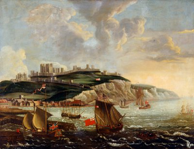 Dover Kalesi ile Deniz Manzarası (tuval üzerine yağlı boya) by English School