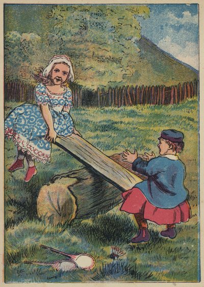 See-Saw, Margery Daw (renkli taş baskı) by English School