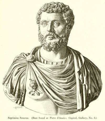 Septimius Severus. (Porto dAnzio'da bulunan büst; Capitol, Gallery, No. 3) by English School