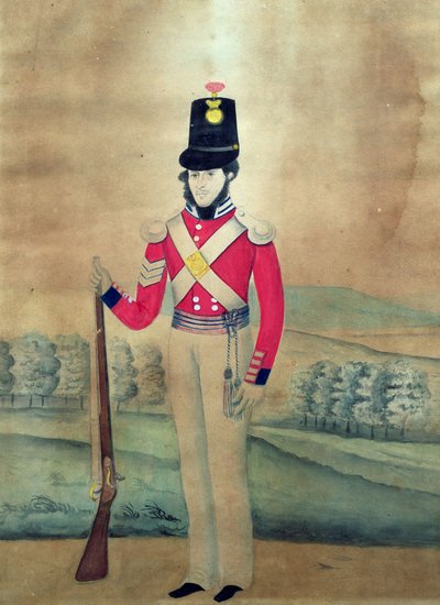Çavuş, İngiliz Ordusu, c.1815 (kağıt üzerinde wc) by English School