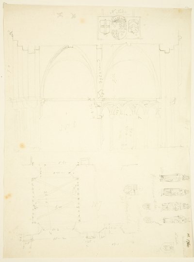 Abbey Gatehouse ve Bristol Katedrali Eskizleri Serisi (kalem ve kağıt üzerine sulu boya) by English School