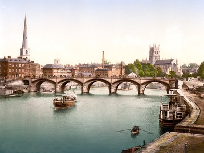 Severn Bridge, Worcester (el ile renklendirilmiş fotoğraf) by English School