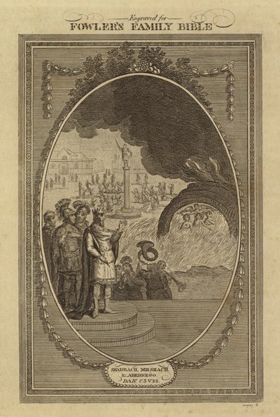 Shadrach, Meshach ve Abednego, Daniel, Bölüm 3, Ayet 22 (gravür) by English School