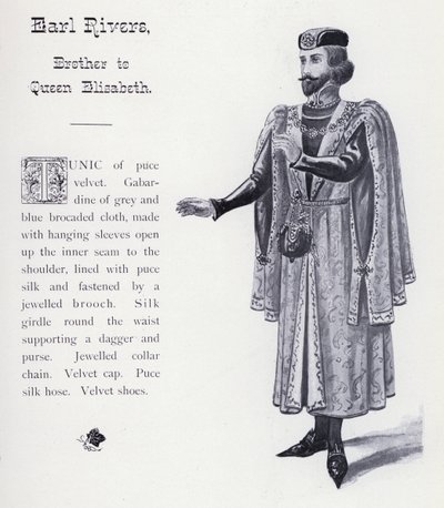 Shakespeare'in Kralı Richard III: Earl Rivers, Kraliçe Elizabeth'in Kardeşi (lito) by English School