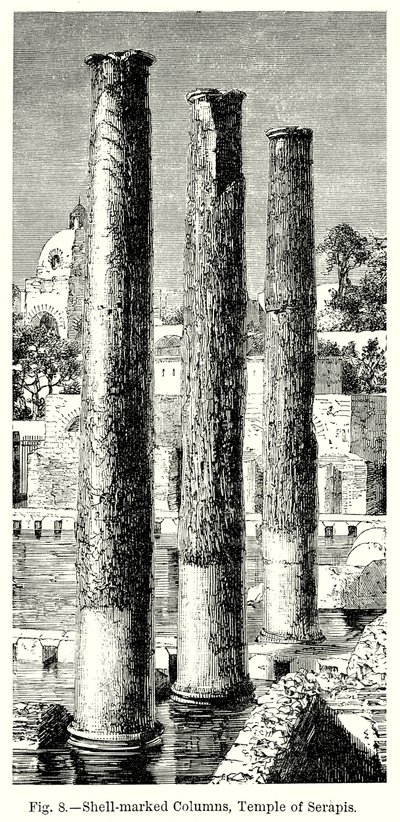 Kabuk İşaretli Sütunlar, Serapis Tapınağı (gravür) by English School