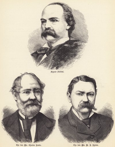 Sinyor Salvini, merhum Bay Charles Reade, merhum Bay HJ Byron (gravür) by English School