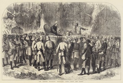 Sir Garnet Wolseley cepheden haber alıyor (gravür) by English School