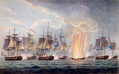 Sir Graham Moores Cape St. Mary açıklarında Eylem, 5 Ekim 1804, The Naval Chronology of Great Britain, J. Ralfe tarafından by English School