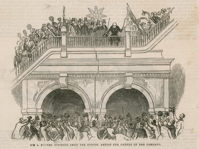Sir Isambard Brunel, şirketin alkışları arasında tünelden inerken by English School