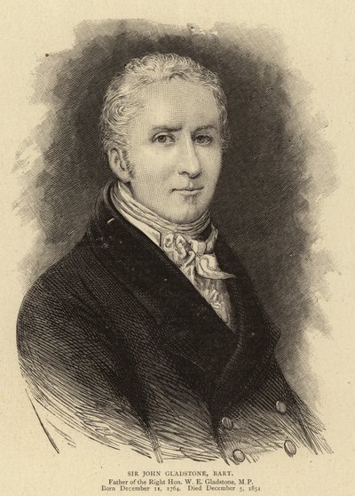 Sir John Gladstone, Bart (gravür) by English School