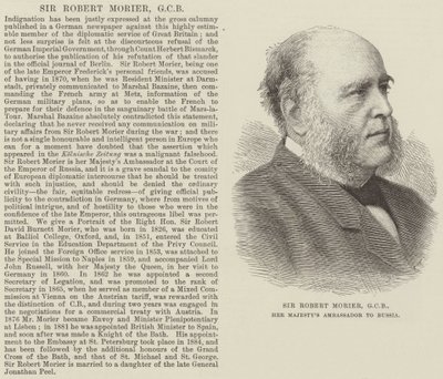 Sir Robert Morier, GCB, Majestelerinin Rusya Büyükelçisi (gravür) by English School