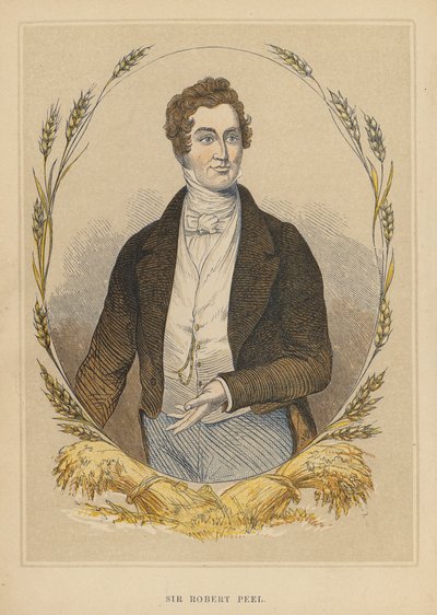 Sir Robert Peel (renkli gravür) by English School