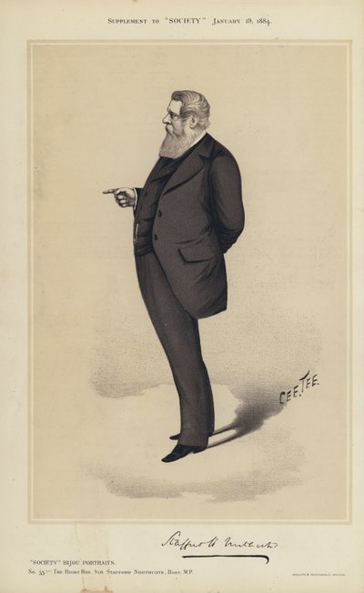 Sir Stafford Northcote, MP (renkli taş) by English School