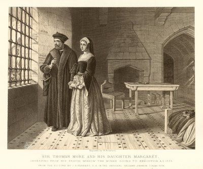 Sir Thomas More ve kızı Margaret by English School