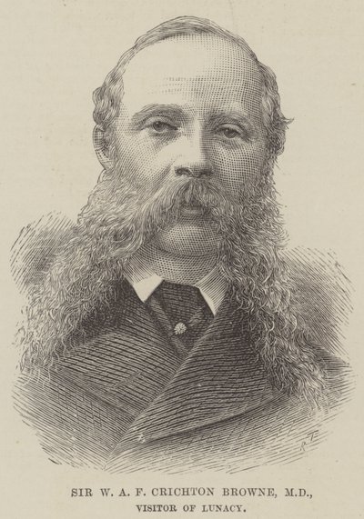 Sir WAF Crichton Browne, MD, Lunacy Ziyaretçisi (gravür) by English School