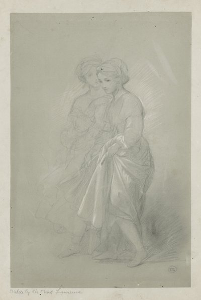 Sir Thomas Lawrence tarafından iki kızın taslağı by English School