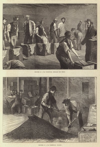 Çay Deposunda Eskizler (gravür) by English School