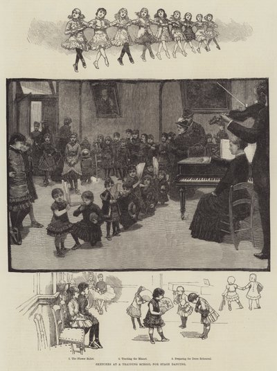 Sahne Dansı Eğitim Okulunda Eskizler (gravür) by English School