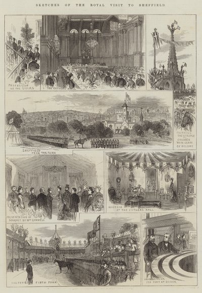 Sheffield Kraliyet Ziyaretinin Eskizleri (gravür) by English School