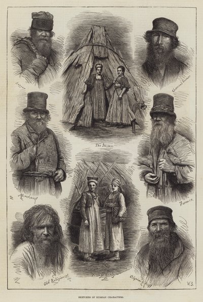 Rus Karakterlerinin Eskizleri (gravür) by English School