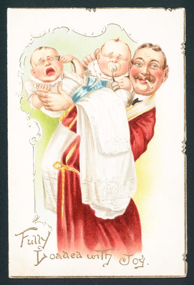 Bebekleri sakinleştirmeye çalışan Sigara İçen Adam, Noel Kartı by English School