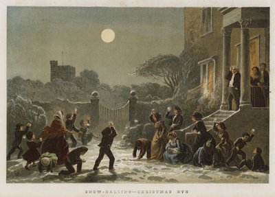 Kar Topu, Noel Arifesi (chromolitho) by English School