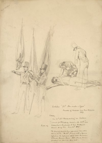 Waterloo Askerleri (kağıt üzerine kurşun kalem) by English School