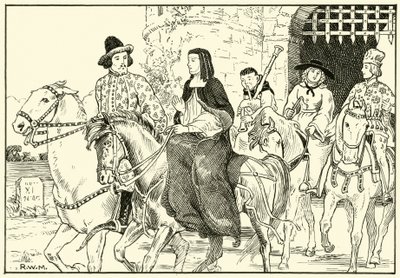 Canterbury Hacılarından bazıları (kağıt üzerine mürekkep) by English School