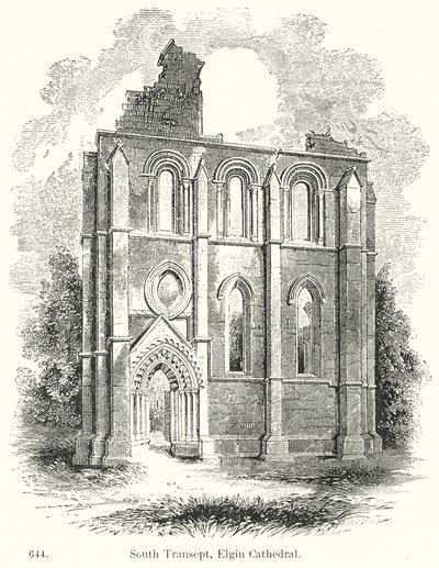 Güney Transept, Elgin Katedrali (gravür) by English School