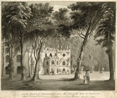 Strawberry Hill'in güney cephesi, Twickenham, Londra, Sayın Horace Walpole'un koltuğu by English School