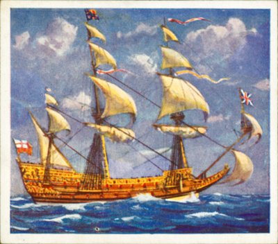 "Sovereign of the Seas" (renkli taş baskı) by English School