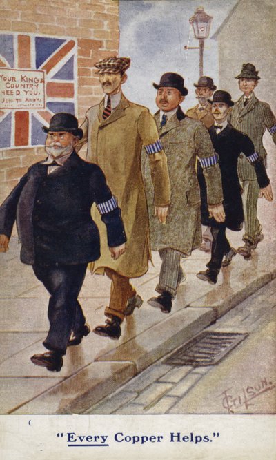 1. Dünya Savaşı propaganda kartpostalındaki özel polisler by English School