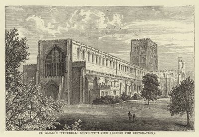 St Albans Katedrali, güney batı görünümü, restorasyondan önce by English School