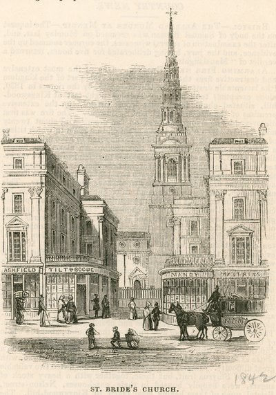 St Brides Kilisesi, Fleet Street, Londra by English School