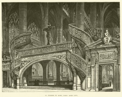 St Etienne du Mont, Paris, Rood Loft (gravür) by English School