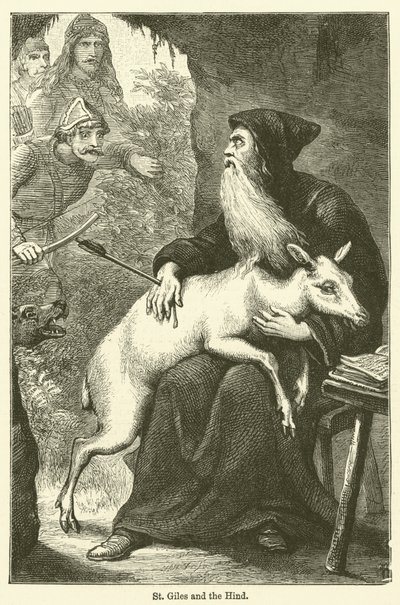 Aziz Giles ve Hind (gravür) by English School