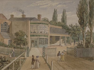 St Helena çay bahçeleri, Lower Road, Rotherhithe, c.1860 (kağıt üzerinde wc) by English School