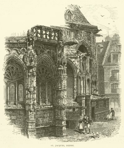 St Jacques, Dieppe (gravür) by English School