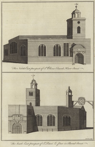 St Olave Kilisesi, Hart Street ve St Peter le Poor Kilisesi, Broad Street, Londra by English School