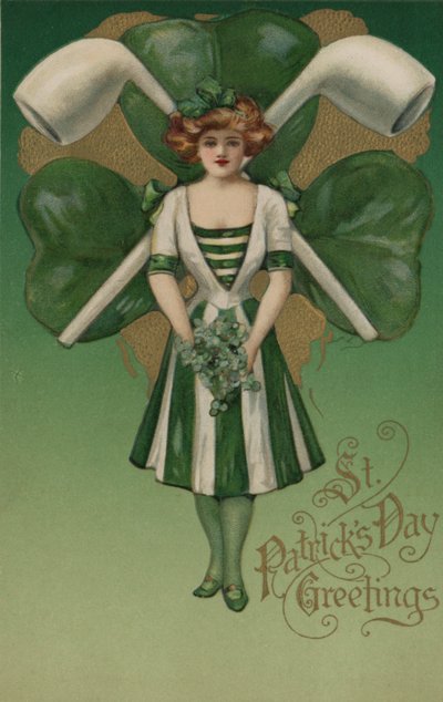 Aziz Patrick Günü Kartı (renkli taş baskı) by English School