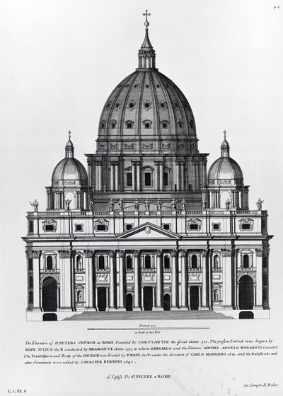St. Peters, Roma, C. Campbell tarafından oyulmuş by English School