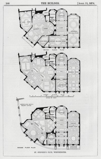Aziz Stephen Kulübü, Westminster (gravür) by English School