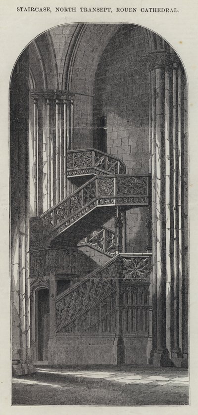 Merdiven, Kuzey Transept, Rouen Katedrali (gravür) by English School