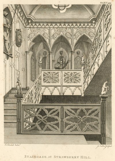 Strawberry Hill, Twickenham, Londra'daki merdiven by English School