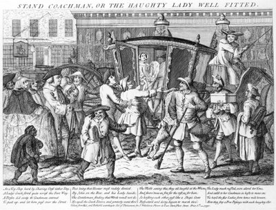 Stand Coachman or the Haughty Lady Well Fitted, J. Wakelin tarafından yayınlandı, 1750 by English School